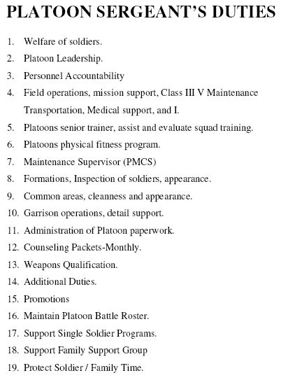 Military personnel roles and responsibilities