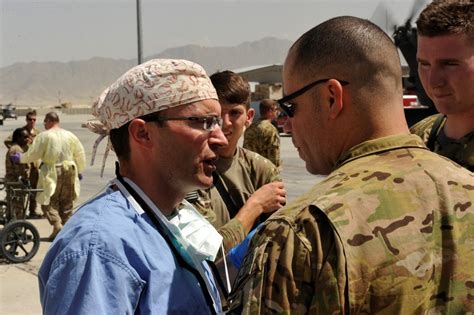 Military physicians in a hospital setting