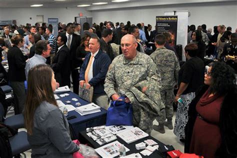 A military recruiter at a career fair