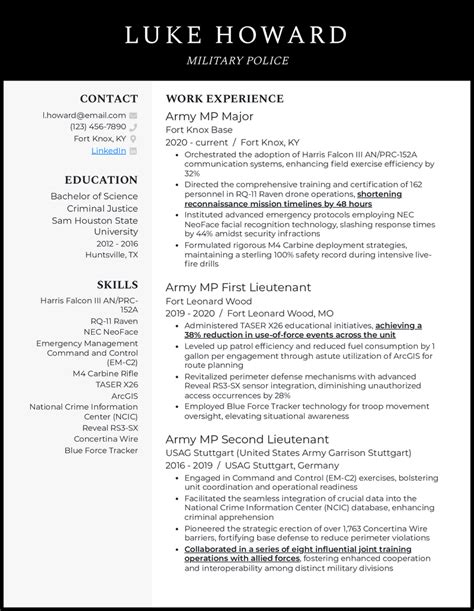 Military Resume Template