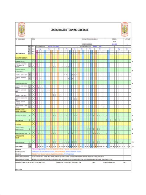 Military Schedule Template