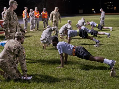 Military school students participating in physical training