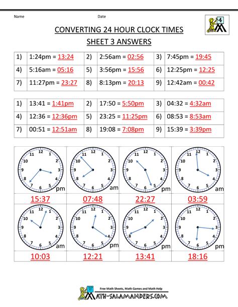 Military Time Practice Exercises