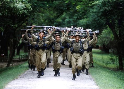 Cadets participating in a drill and ceremony exercise