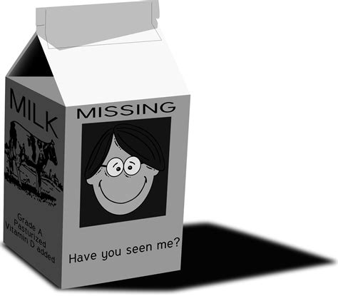 Example of a Milk Carton Missing Person Template