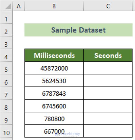 Milliseconds in Excel tutorial