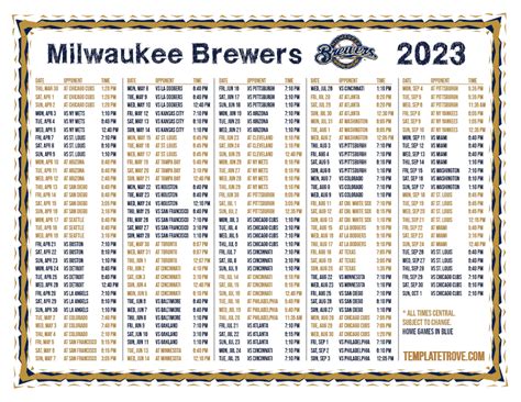 Milwaukee Brewers 2023 Schedule Image 2