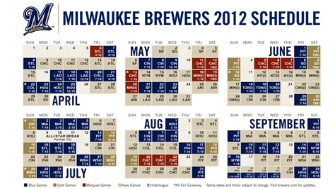 Milwaukee Brewers Schedule Printable