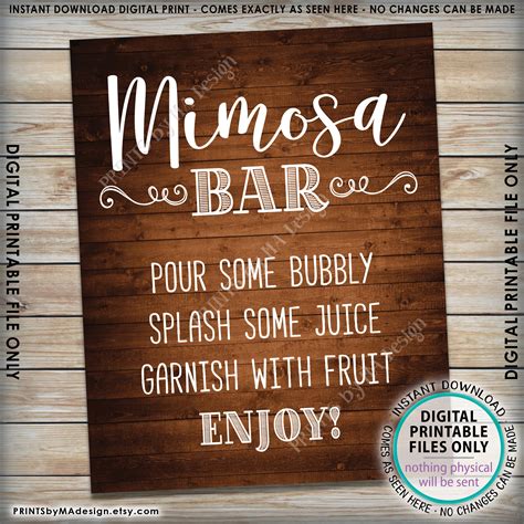 Rustic Mimosa Bar Sign Ideas