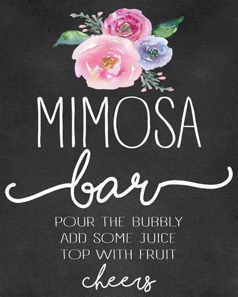 Mimosa bar sign template with colorful illustrations and fonts