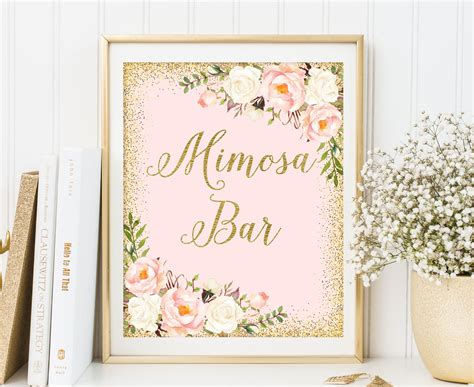 Mimosa Bar Sign with Fresh Flowers