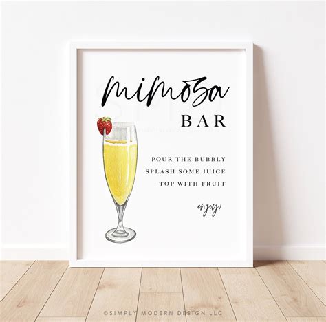 Mimosa Bar Sign with Fruit and Greenery