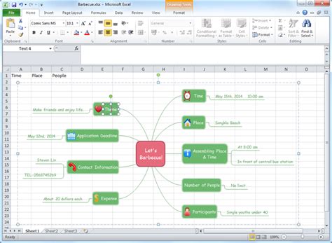 Mind Map Excel Template Organization