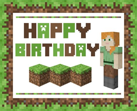 Minecraft Alex birthday card template