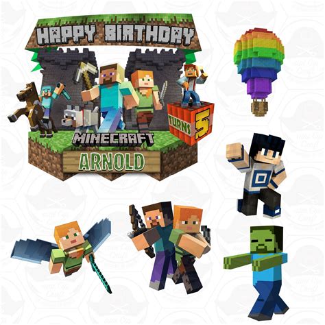 Minecraft birthday cake toppers for a custom celebration