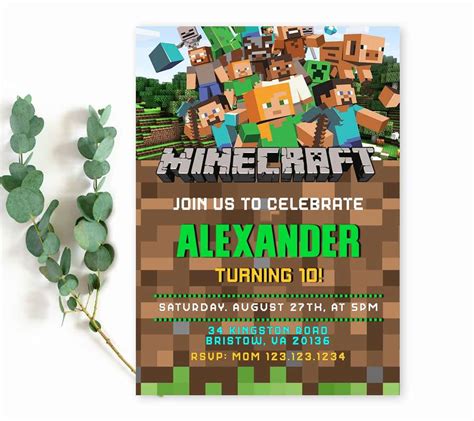 Minecraft Block Party Invitation