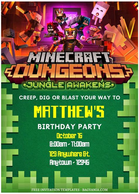 Minecraft Blocky Invitation Template