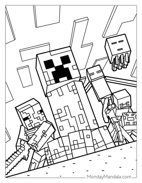 Minecraft coloring pages for adults