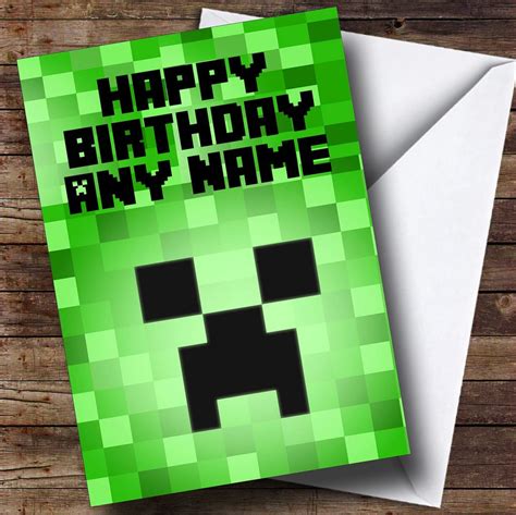 Minecraft Creeper birthday card template