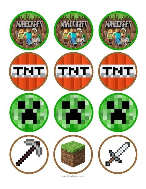 Minecraft cupcake toppers with various designs