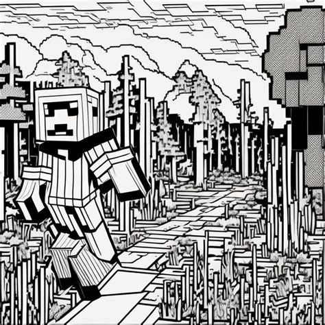 Minecraft Landscape Coloring Pages