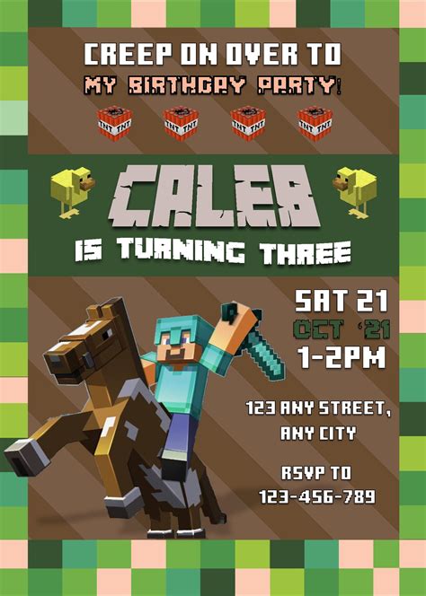 Minecraft Party Invitation Template Photoshop