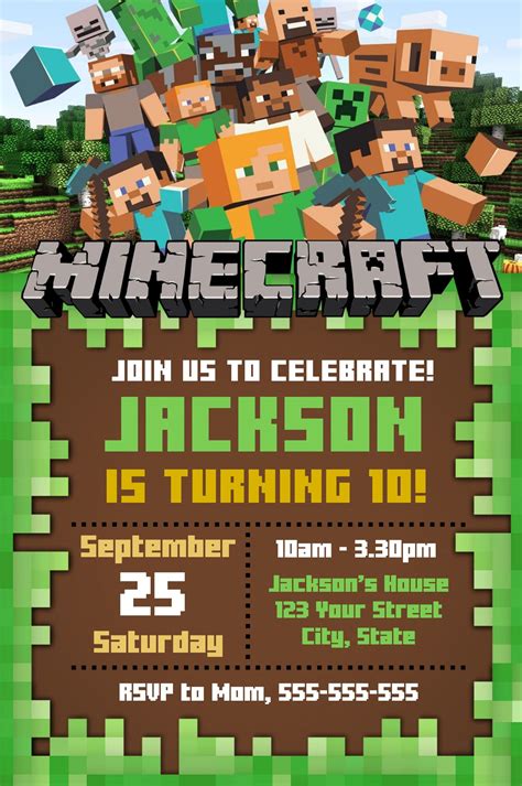 Minecraft Party Invite Templates