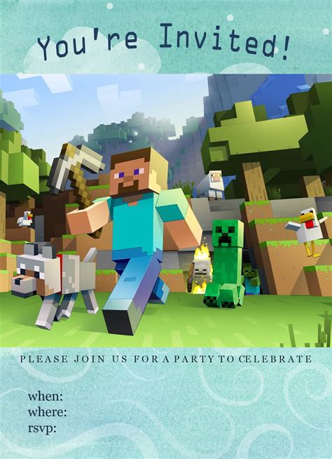 Minecraft Printable Party Invitations