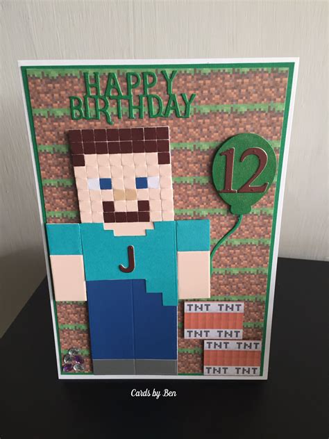 Minecraft Steve birthday card template