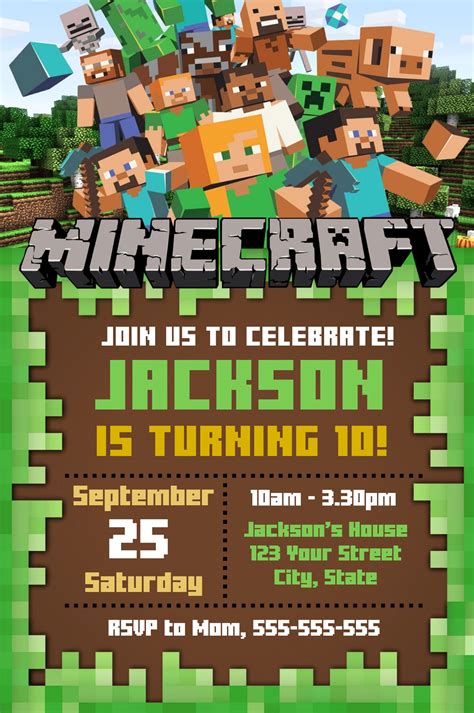 Minecraft Themed Invitation