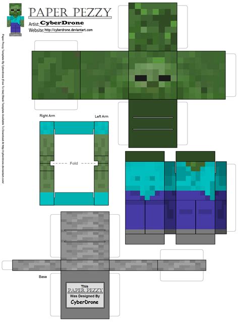 Minecraft Zombie Papercraft Model