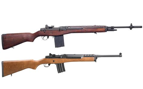 Mini 14 and M14 rifles side by side