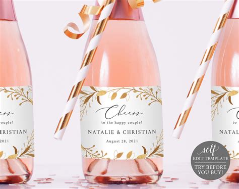 Mini Champagne Bottle Labels Templates