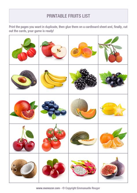 Mini fruit printables for kids healthy eating