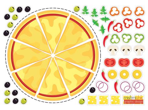 Mini pizza printables with veggies for kids