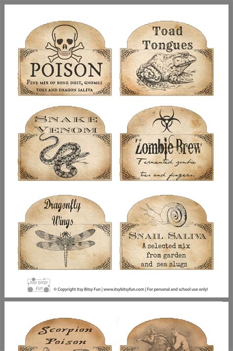 Mini Potion Bottle Labels DIY Ideas