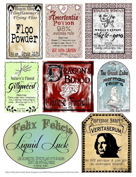 Mini Potion Bottle Labels Printable