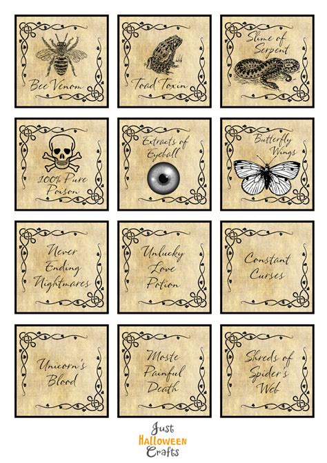 Mini Potion Bottle Labels Template