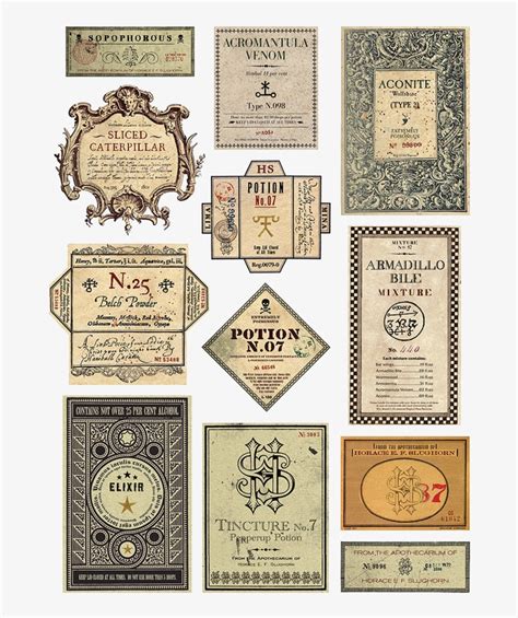 Mini Potion Bottle Labels Templates Designs