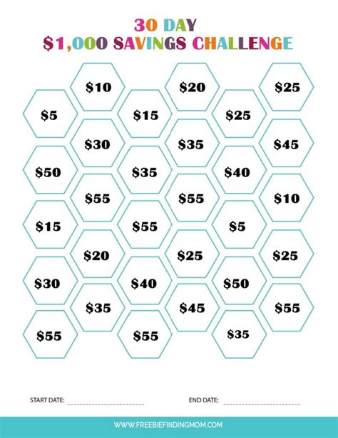 Mini Savings Challenge Template 6