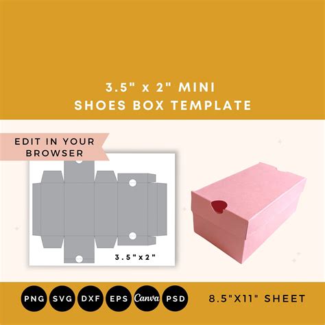 Mini shoe box template tutorials