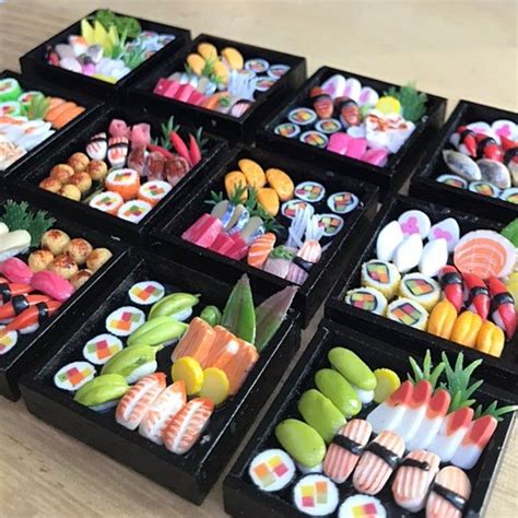 Miniature sushi set with Barbie dolls