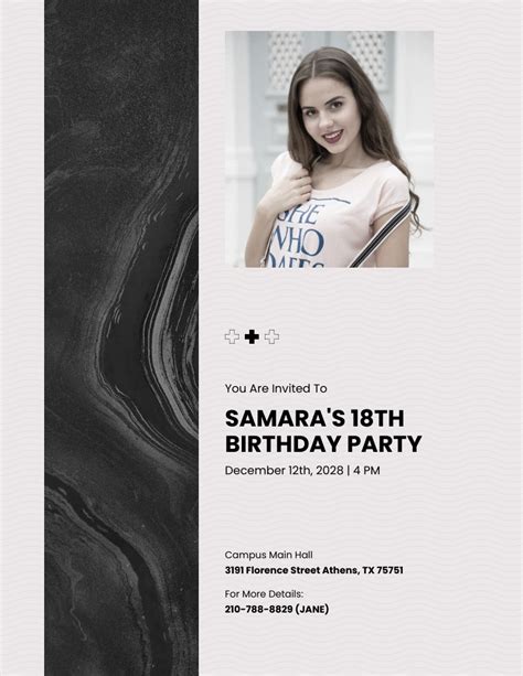 Minimalist 18th Birthday Invitation