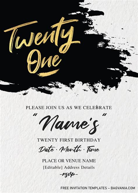 Minimalist 21st Birthday Invitation Template