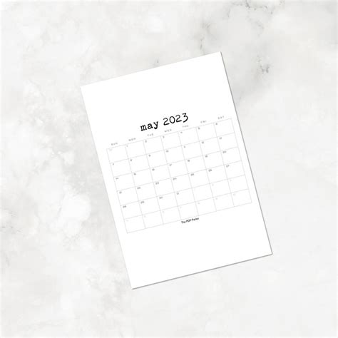 Minimalist A5 calendar printable