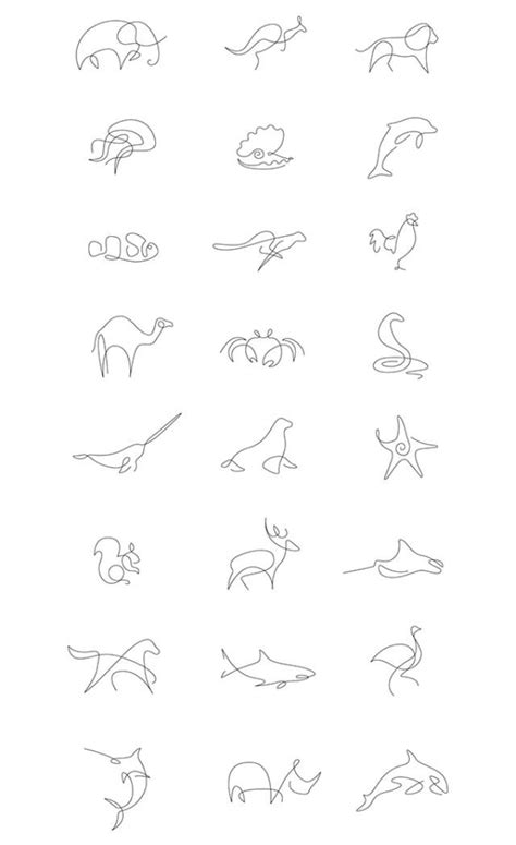 Minimalist animal tattoo stencil design