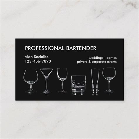 Minimalist Bartender Business Card