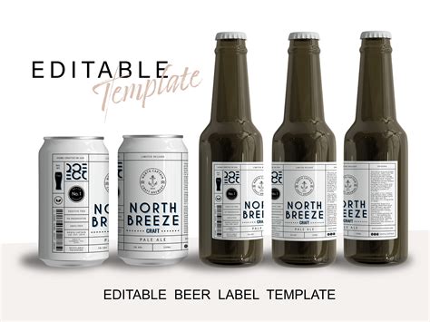 Minimalist beer label template with clean lines and simple typography