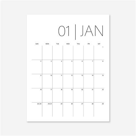 minimalist blank calendar template