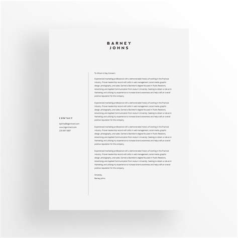 Minimalist Cover Letter Template